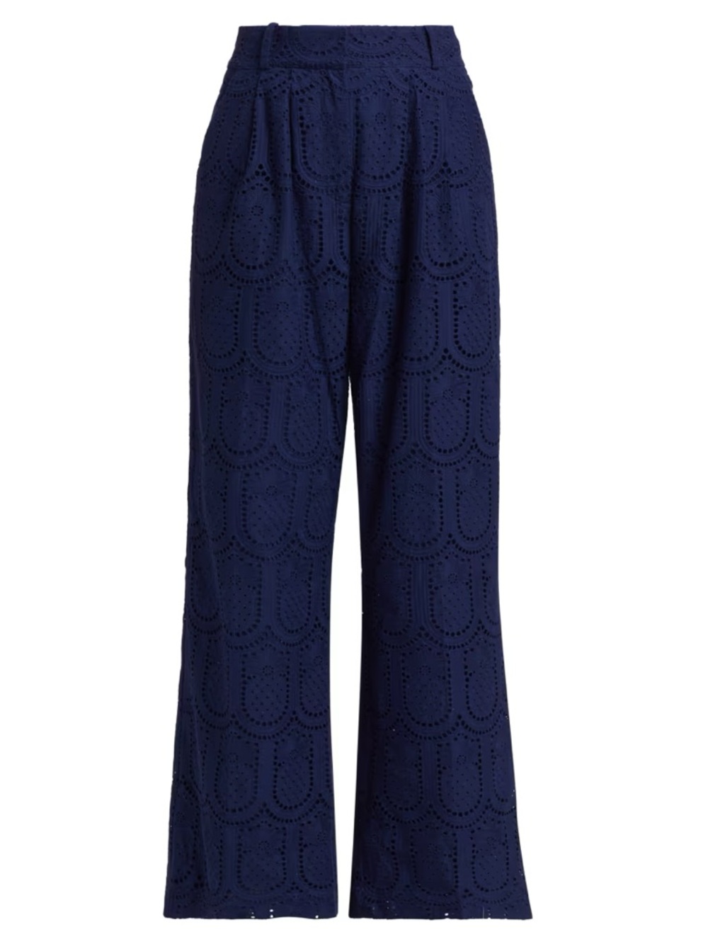 Farm Rio Navy Blue Eyelet Pineapple Pants Small